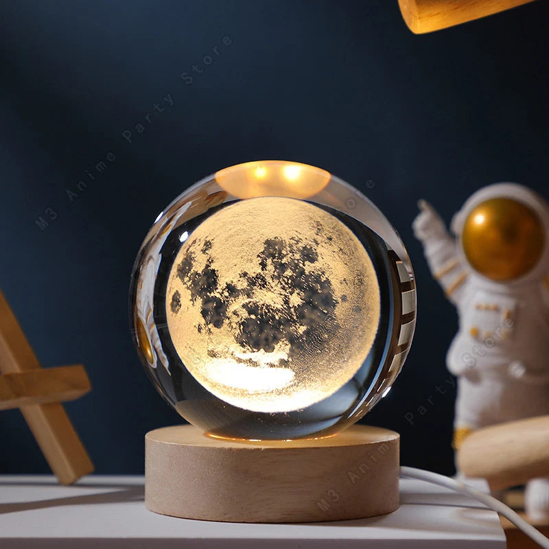 CosmoSphere™ – Lámpara 3D del Sistema Solar en Cristal