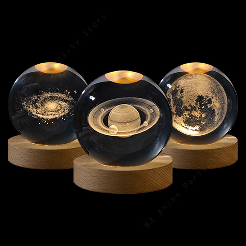 CosmoSphere™ – Lámpara 3D del Sistema Solar en Cristal