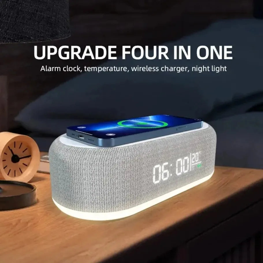 LumiCharge Pro™ – Reloj Despertador con Carga Inalámbrica y Luz Ambiente