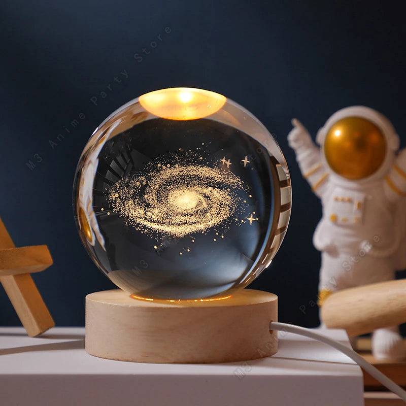 CosmoSphere™ – Lámpara 3D del Sistema Solar en Cristal