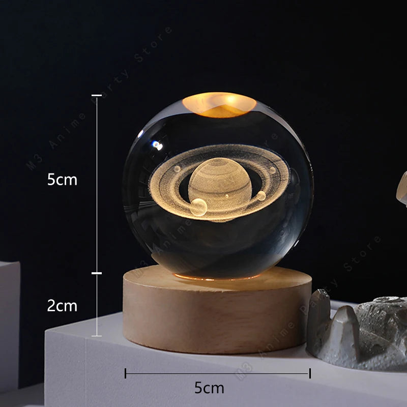 CosmoSphere™ – Lámpara 3D del Sistema Solar en Cristal