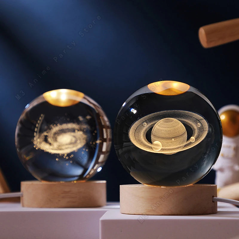CosmoSphere™ – Lámpara 3D del Sistema Solar en Cristal