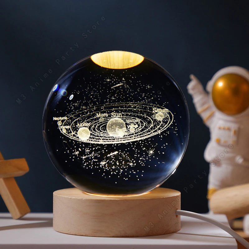 CosmoSphere™ – Lámpara 3D del Sistema Solar en Cristal