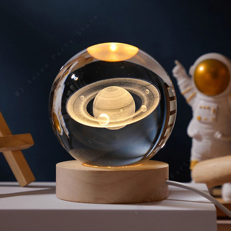 CosmoSphere™ – Lámpara 3D del Sistema Solar en Cristal